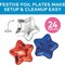 24 Count Foil Patriotic Star Shaped Paper Dessert Plates Red Blue Silver 7 Inch